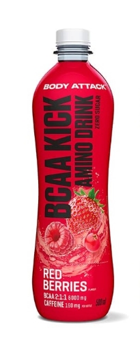 Obrázek BCAA KICK Červené bobule - 500ml Body Attack